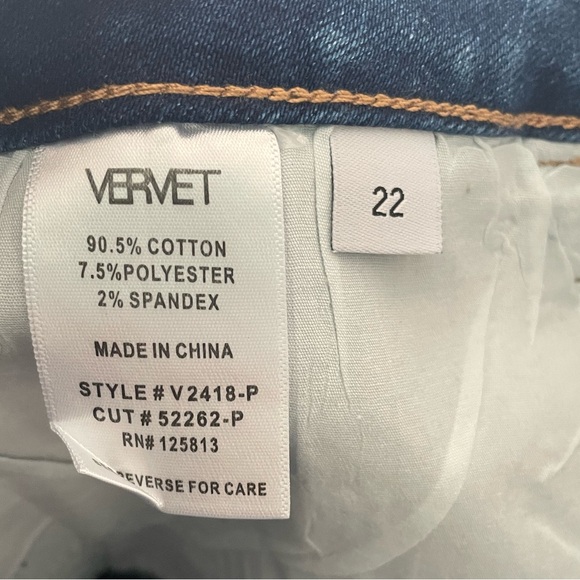VERVET Carlene New Mid Rise Slim Straight Blue Jeans Women's Size 22 Distressed - Picture 8 of 8